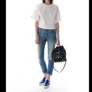 R13 Slouch Skinny Jeans in Distressed Light Wash